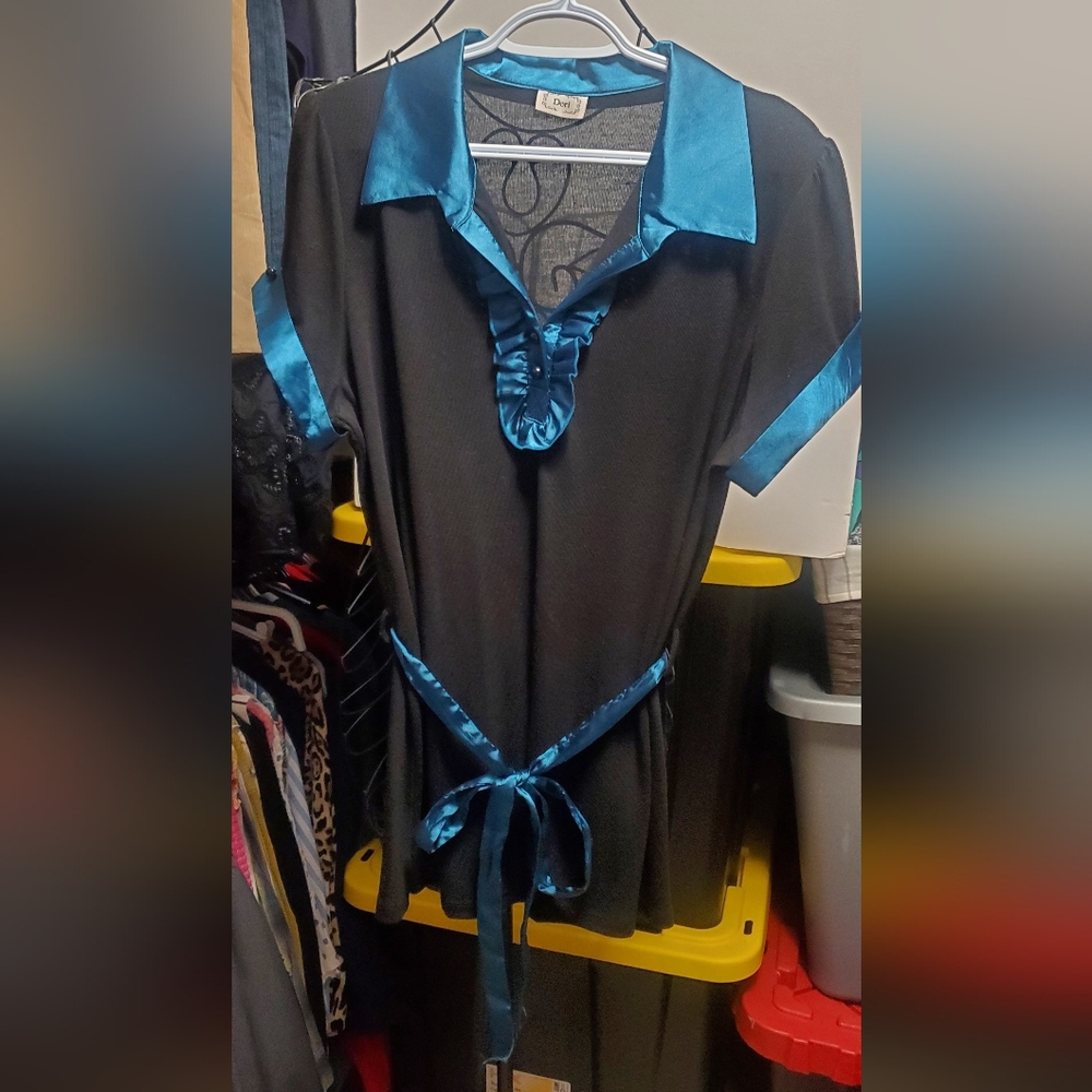 Elegant Black and Blue Women's Blouse